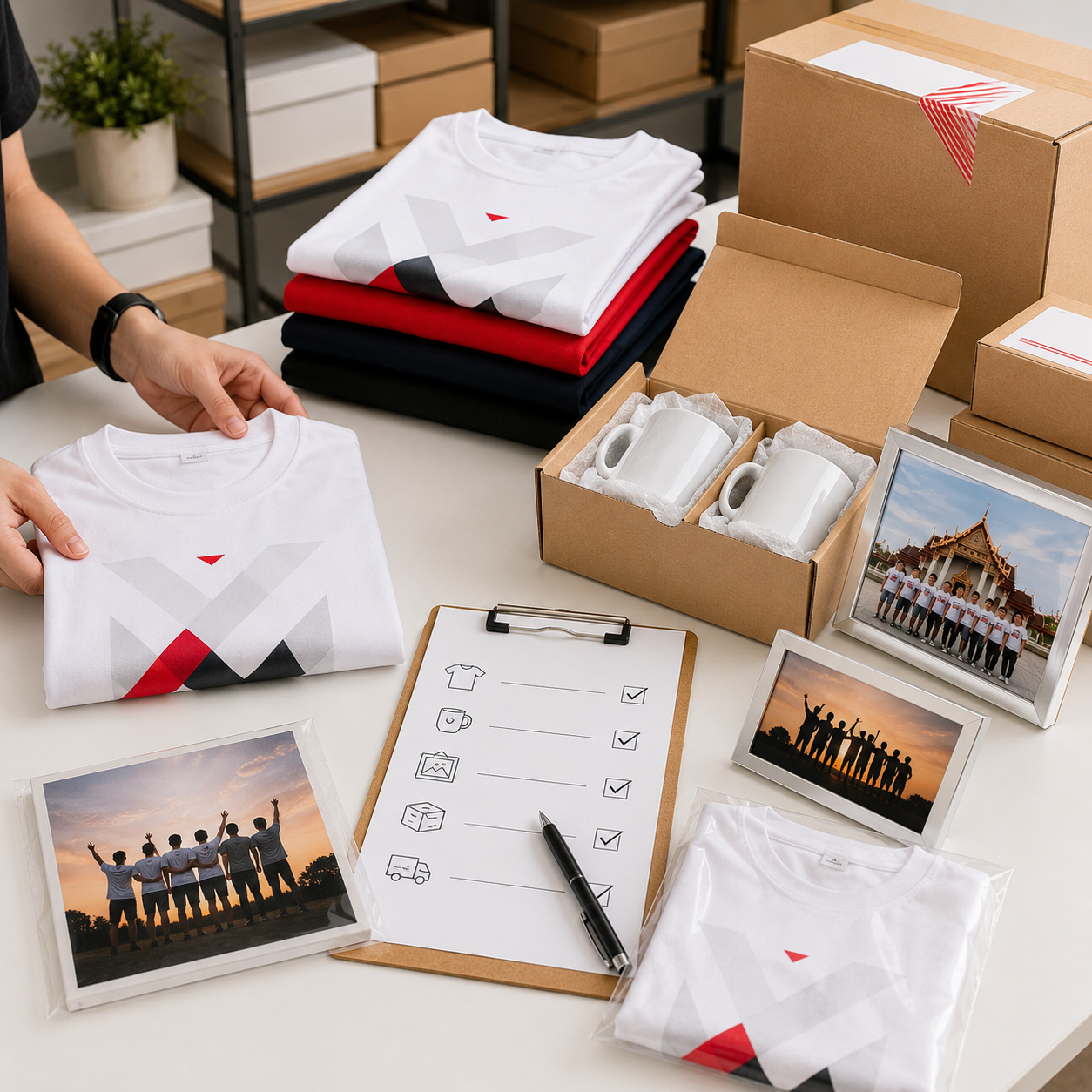 ตรวจงาน แพ็คสินค้า และเตรียมจัดส่งสินค้าสั่งทำ GiftHUBS ถึงลูกค้า
