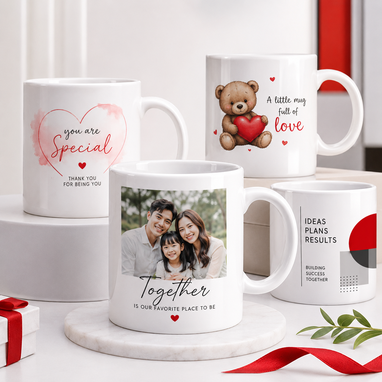 สกรีนแก้ว Mug สีขาว GiftHUBS สำหรับของขวัญและของที่ระลึก