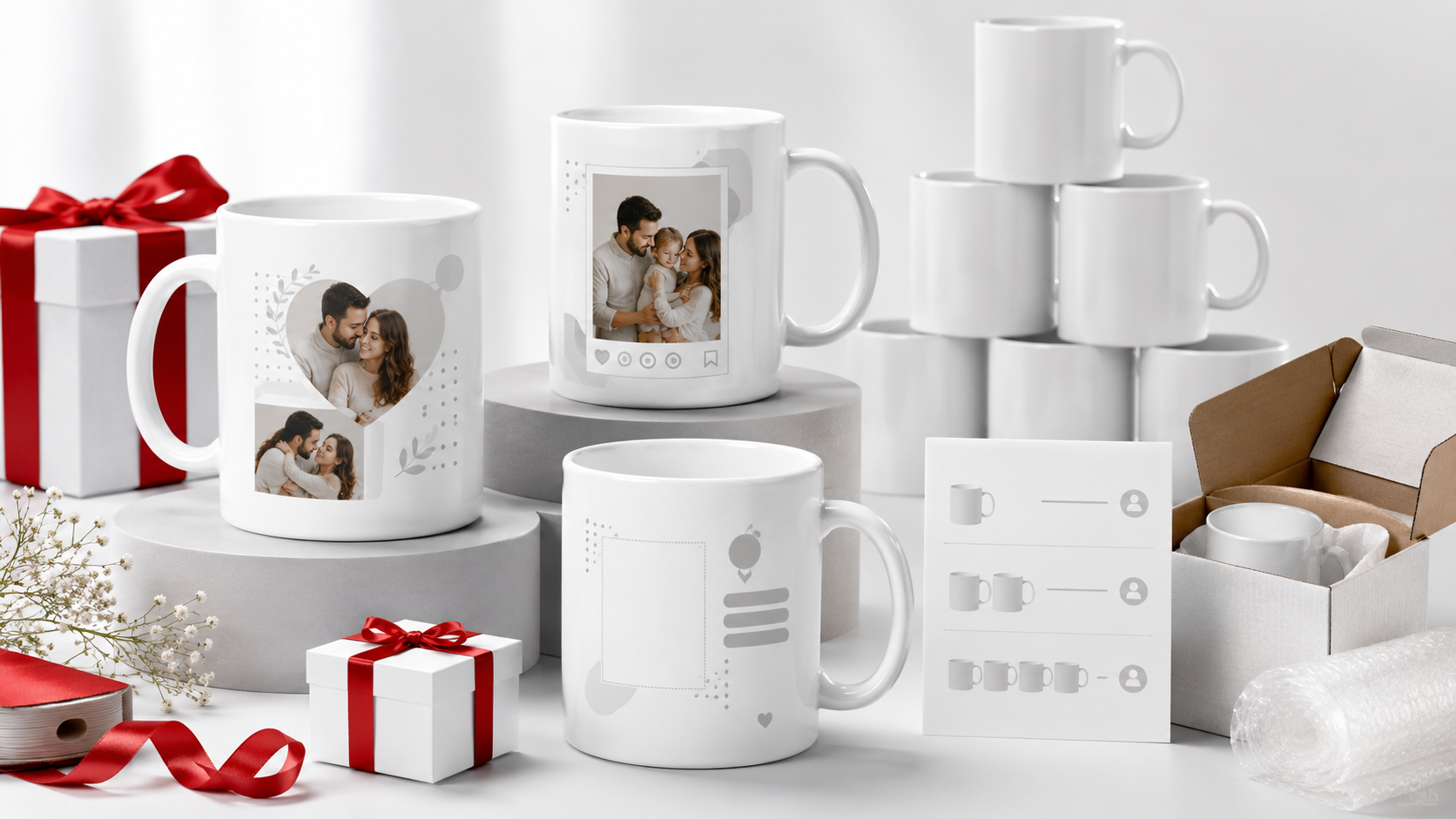 จุดเด่นสกรีนแก้ว Mug สีขาว GiftHUBS เหมาะกับของขวัญ ใส่รูปภาพข้อความได้ และสั่งผลิตได้ตามจำนวนที่ต้องการ