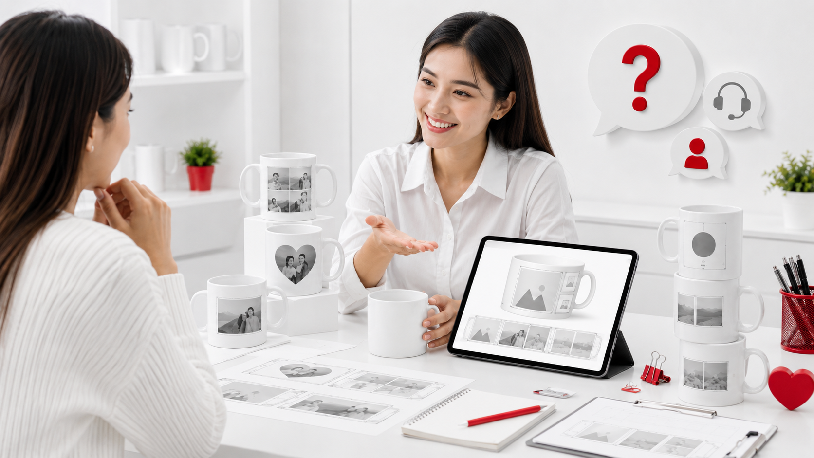 คำถามที่พบบ่อยเกี่ยวกับสกรีนแก้ว Mug สีขาว GiftHUBS พร้อมคำแนะนำเรื่องไฟล์ภาพ ข้อความ โลโก้ และราคาก่อนสั่งผลิต