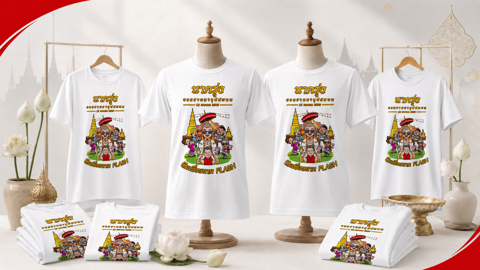 สกรีนเสื้องานบวช GiftHUBS โทนสุภาพสำหรับครอบครัว ญาติ เพื่อน และทีมงานในวันสำคัญ